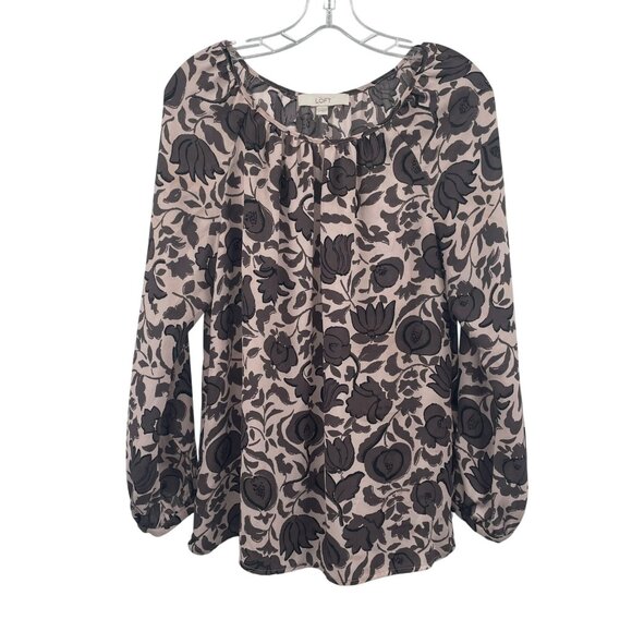 Loft Womens Floral Long Sleeve Top Multicolor Size Medium - Picture 1 of 9